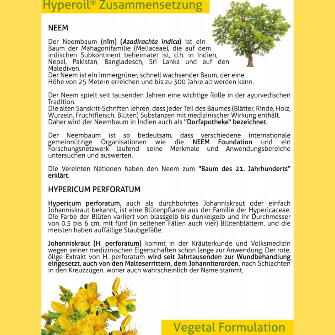 Hyperoil Gel Öl Neem-Baum Hypericum Perforatum Erklärung